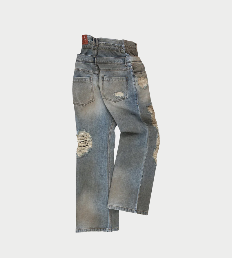 ■ANDERSSON BELL■ Unisex Vintage Spray Double Waist Jeans a ANDERSSON BELL Vintage Spray Double-Waist Jeans | Garmentory