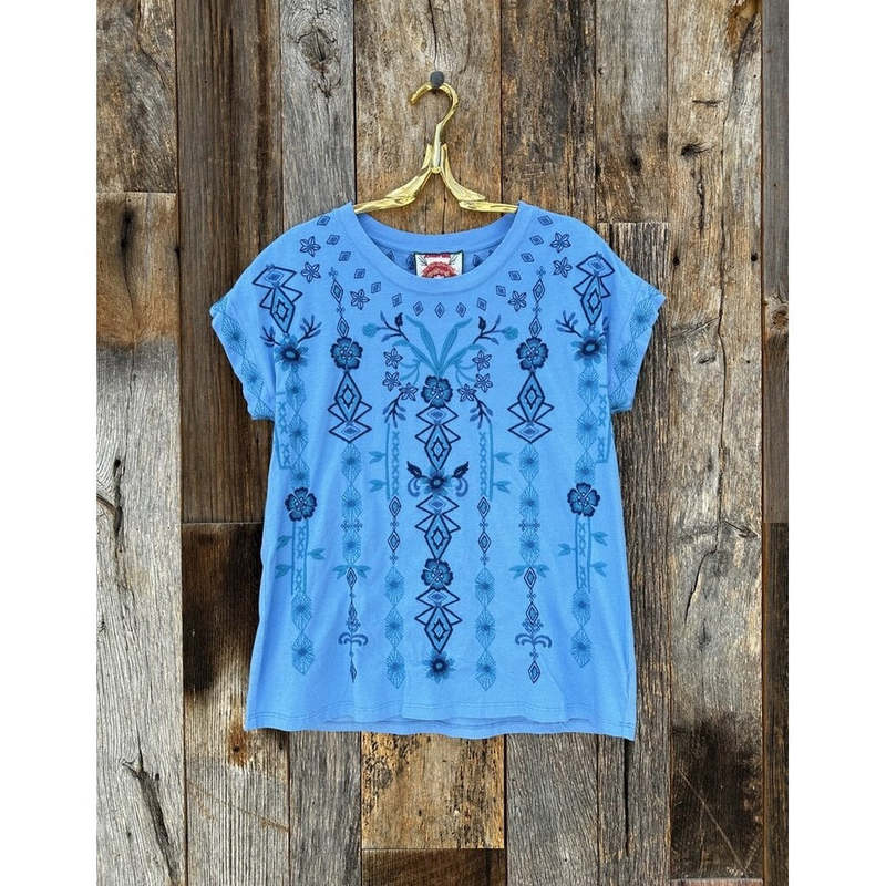 Johnny Was Taria Relaxed Tee - Azure Blue