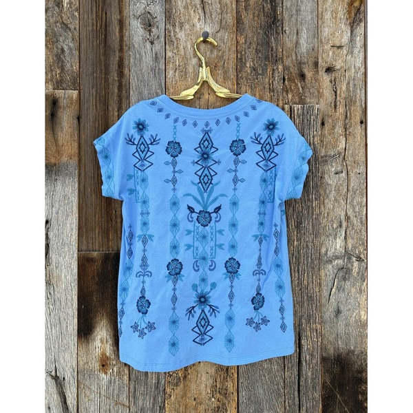 Johnny Was Taria Relaxed Tee - Azure Blue