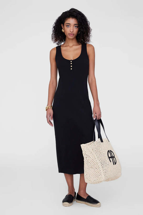 Anine Bing Alessia Tank Midi Dress - Black