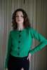 Pink Haley Victoria Coconut Button Cardigan - Forest Green - Thumbnail 2