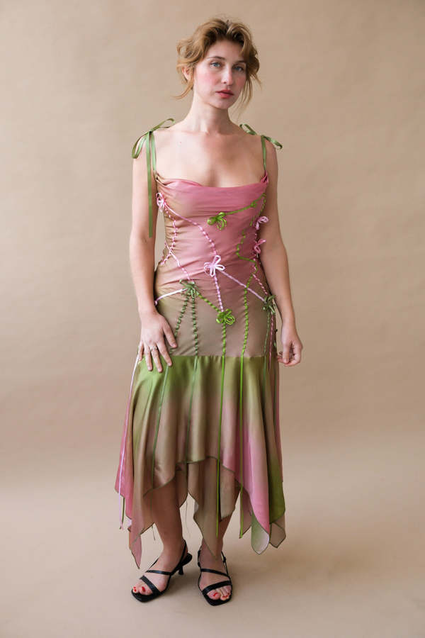 Tyler McGillivary Sylvia Ribbon Dress - Rainbow Swamp on Garmentory Tyler McGillivary Sylvia Ribbon Dress - Rainbow Swamp on Garmentory