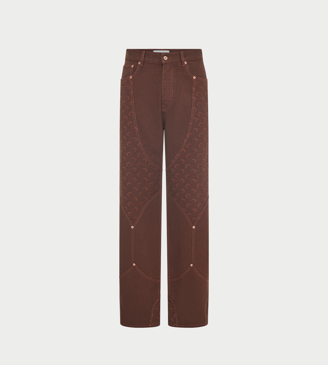 MARINE SERRE Moon Jacquard Twill Workwear Pants - Brown | Garmentory