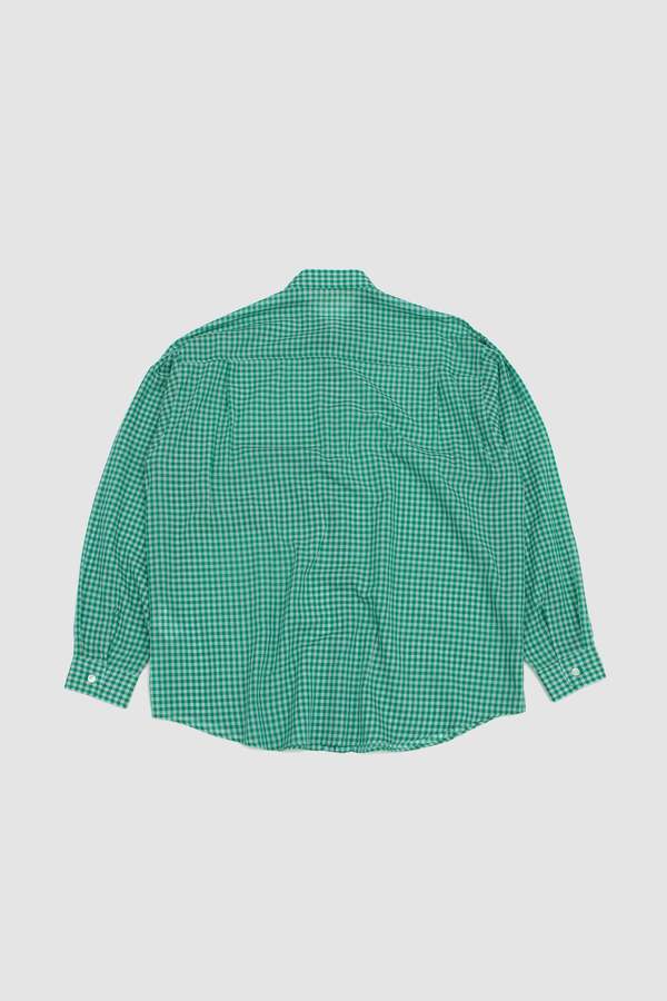 Auralee Airy Light Cotton Check Big Shirt - Green Gingham