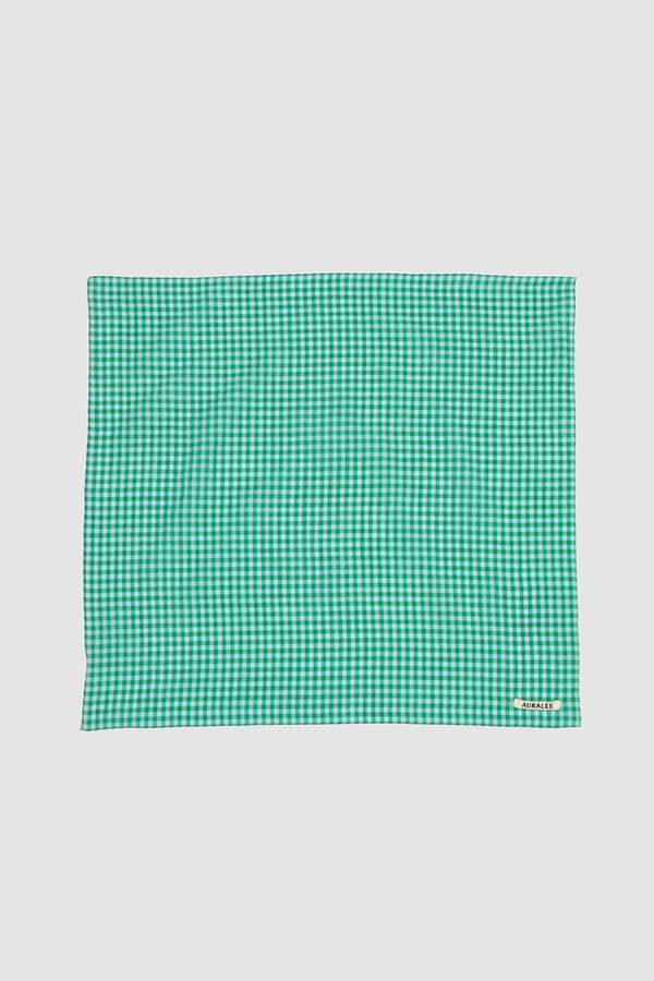 AURALEE/AIRY LIGHT COTTON CHECK SCARF – THREE DOTS TURQUOISE