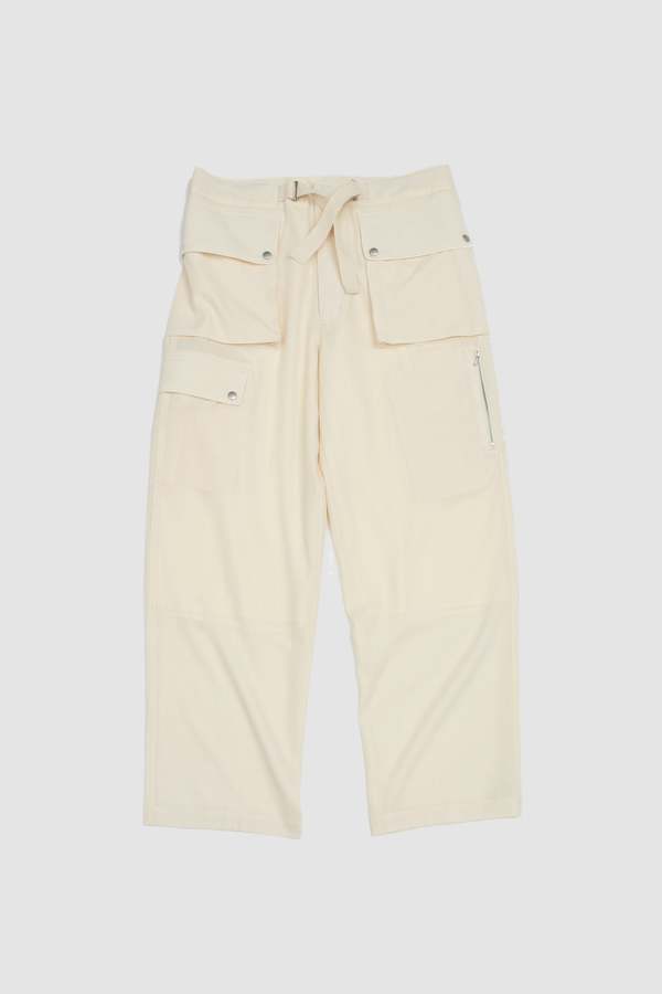 Auralee Light Cotton Wool Viyella Cargo Pants - Ivory White