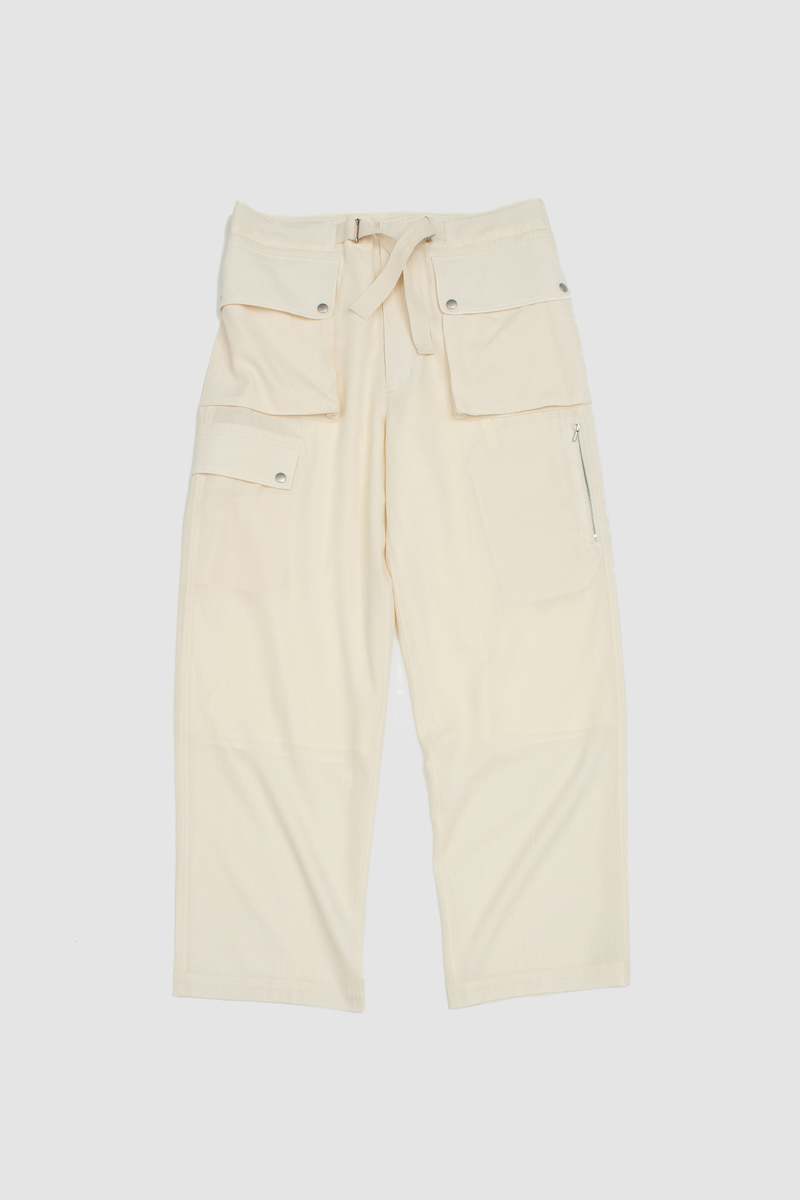 Auralee Light Cotton Wool Viyella Cargo Pants - Ivory White