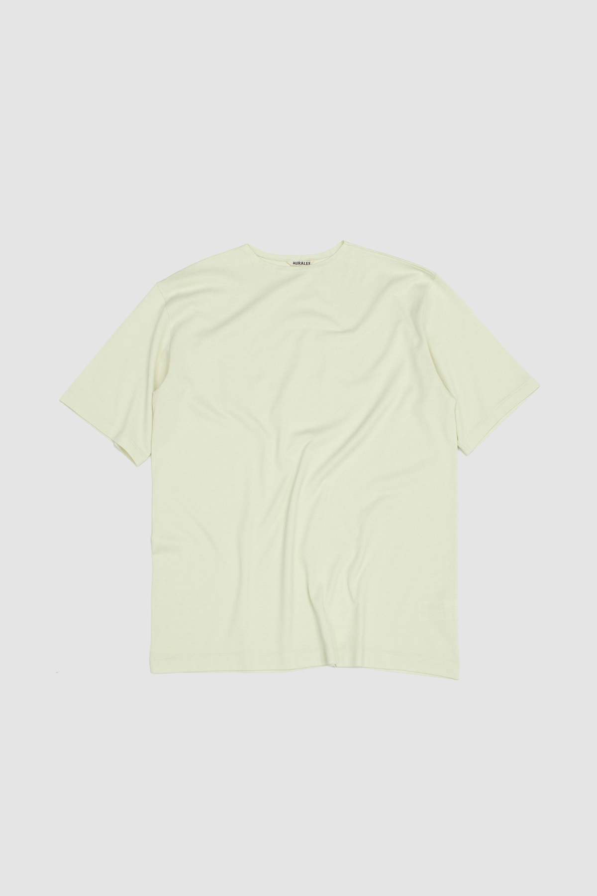 AURALEE｜ (LUSTER PLAITING T-SHIRT IVORY PISTACHIO (A00P Auralee Luster Plaiting Boat Neck Tee - Ivory Pistachio