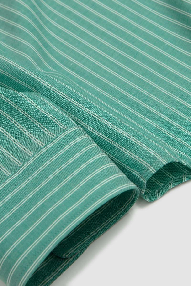 Auralee Super Fine Wool Stripe Shirt - Green Stripe | Garmentory