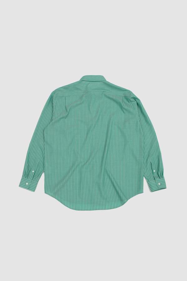 Auralee Super Fine Wool Stripe Shirt - Green Stripe | Garmentory