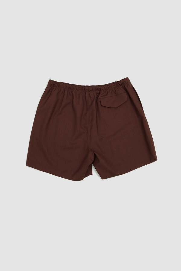Auralee Wool Kid Mohair Hop Sack Shorts - Burgundy | Garmentory
