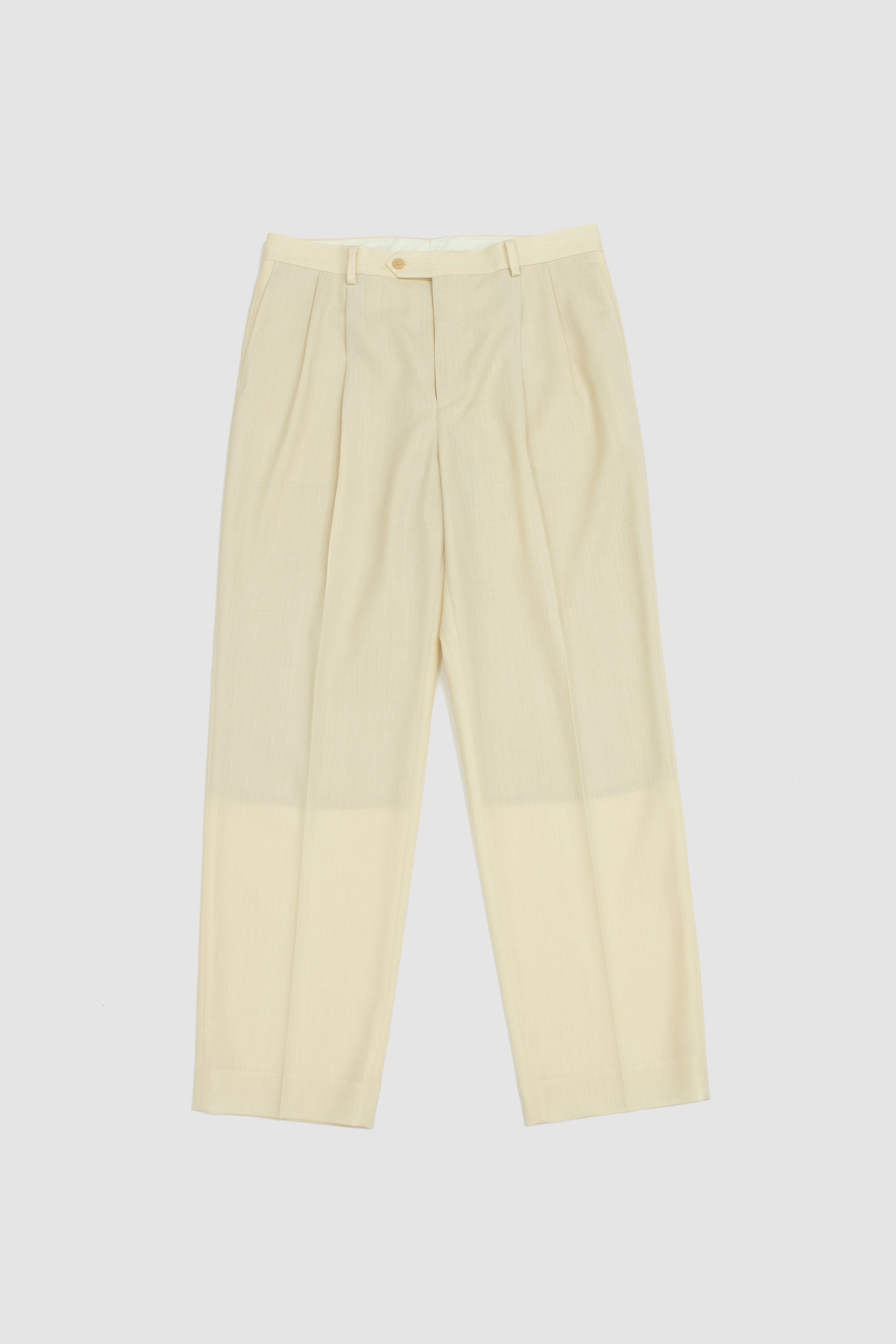 Auralee Wool Kid Mohair Hop Sack Two Tuck Slacks - Ivory White