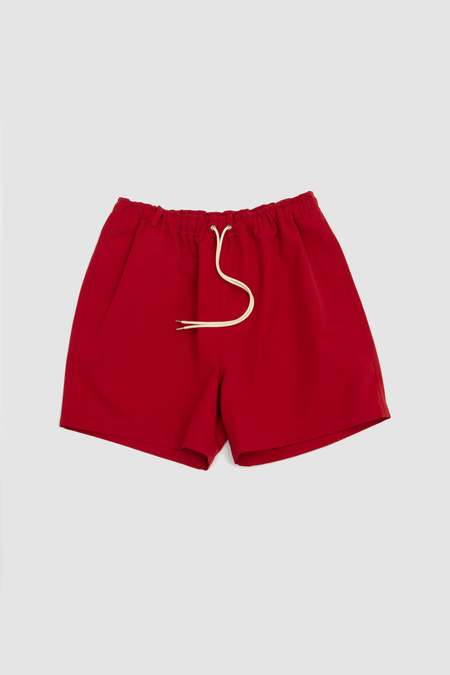 Auralee Wool Kid Mohair Hop Sack Shorts - Burgundy | Garmentory