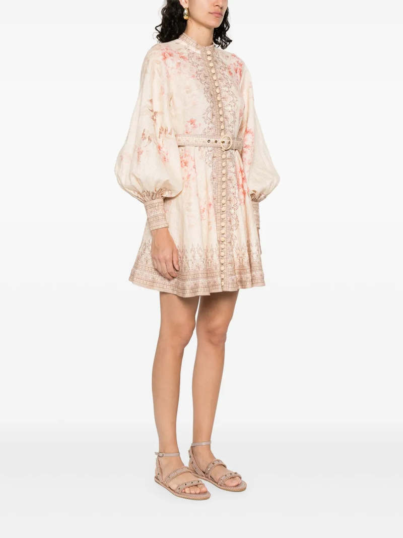 Zimmermann Illuminate Buttoned Mini Dress - Coral Floral | Garmentory