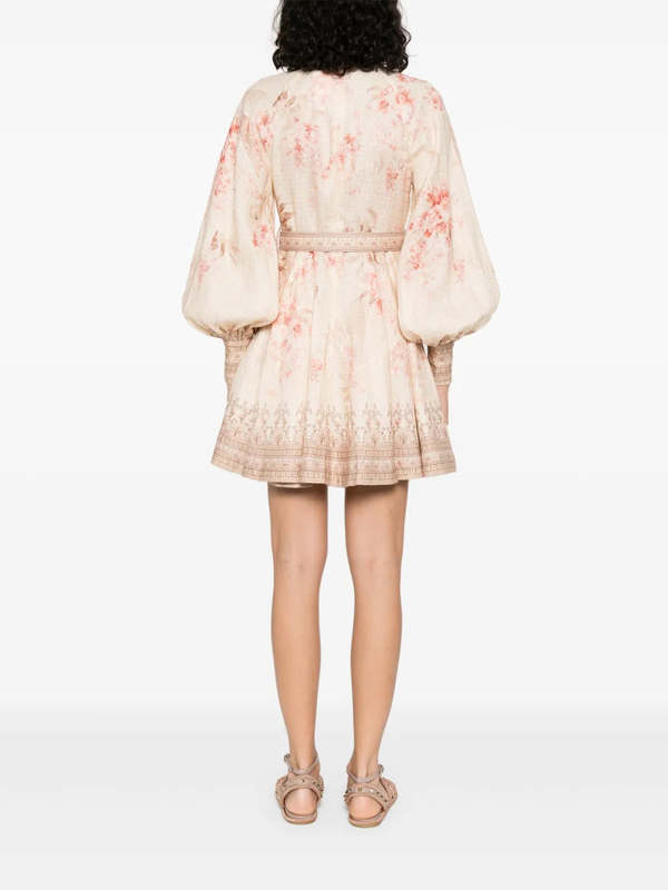 Zimmermann Illuminate Buttoned Mini Dress - Coral Floral | Garmentory