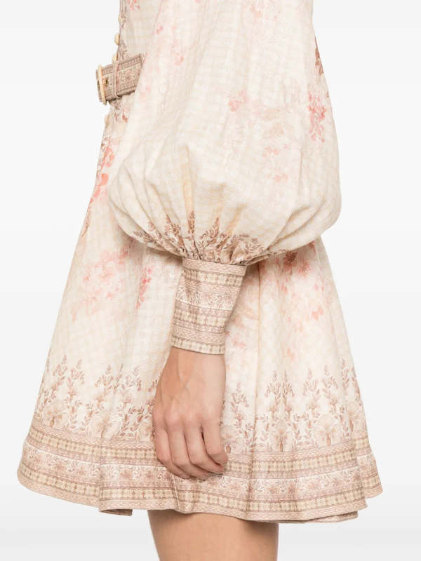 ワンピース Zimmermann ILLUMINATE BUTTONED MINI DRESS (3970DS251 CORAL) Zimmermann Illuminate Buttoned Mini Dress in Coral Floral
