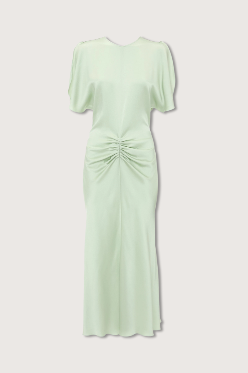 Victoria Beckham Gathered Waist Midi Dress - Jade | Garmentory