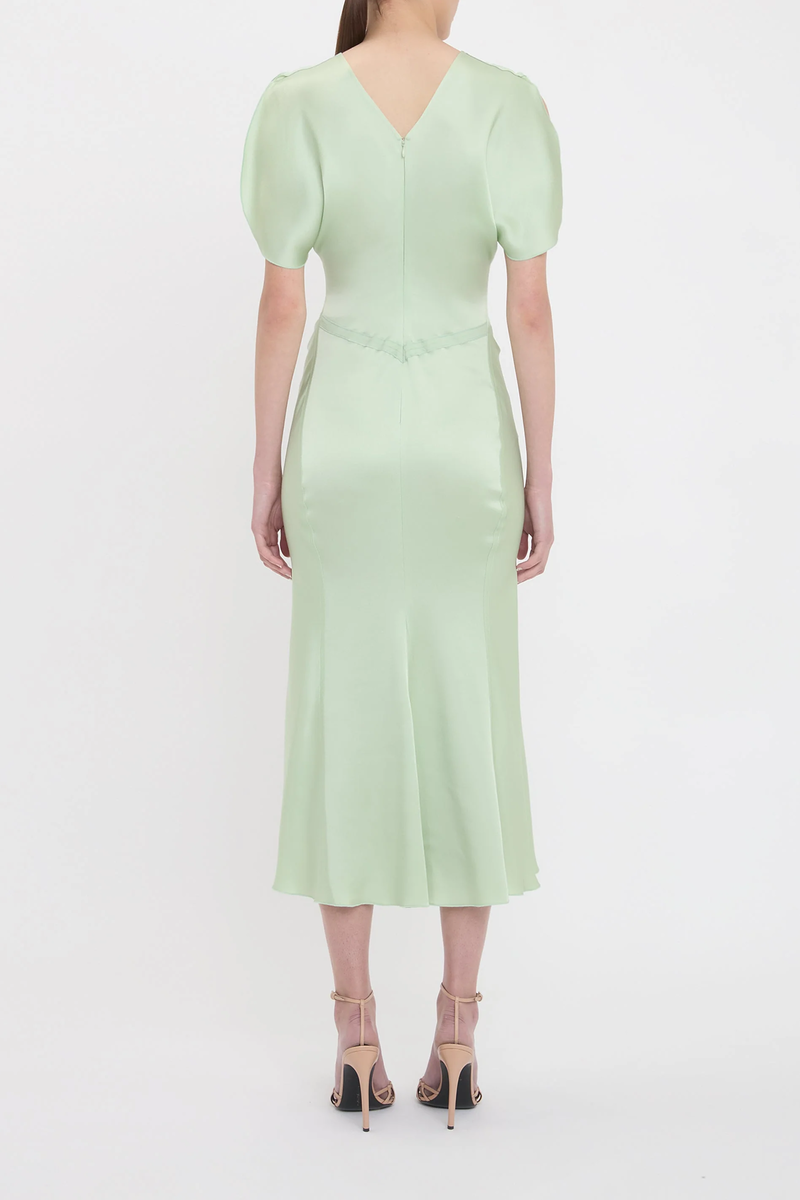 Victoria Beckham Gathered Waist Midi Dress - Jade | Garmentory