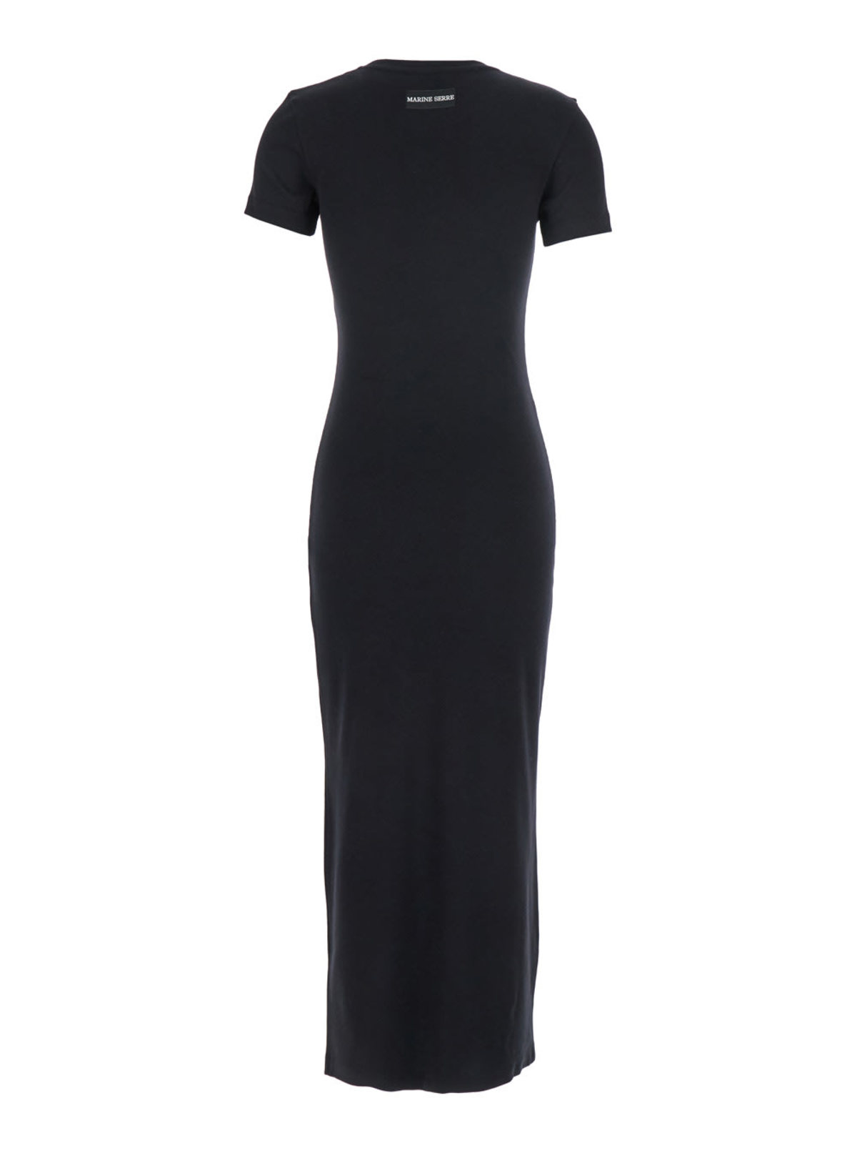 MARINE SERRE Black Long Dress With Crescent Moon Logo Embroidered On The  Front - Black | Garmentory