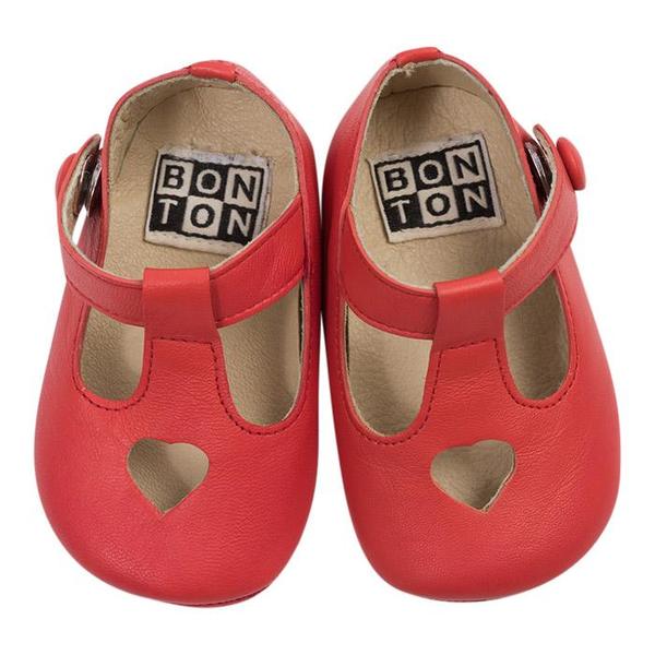 Kids Bonton Baby Leather Shoes Red on Garmentory