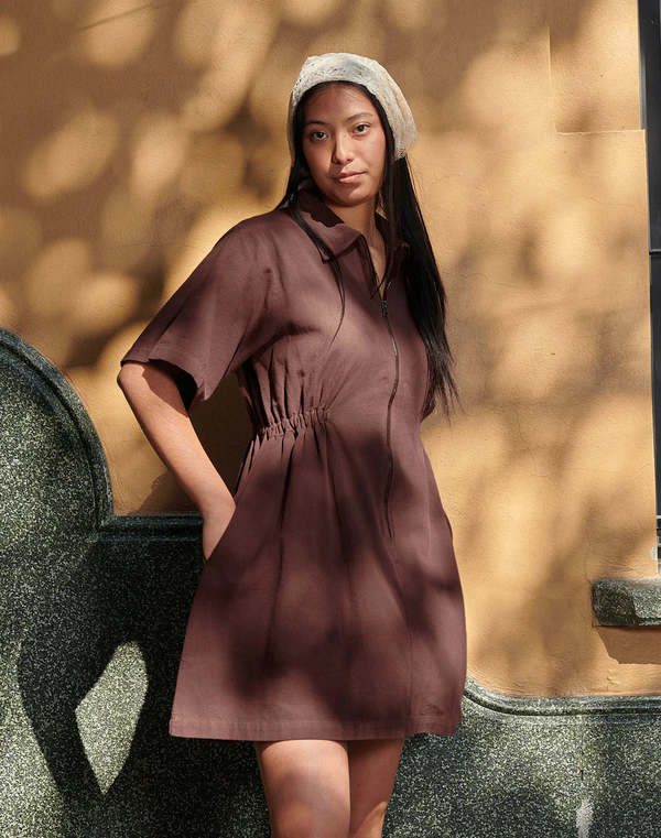 brown utility dress Noble Long Utility Dress in Paprika Paprika / 2X