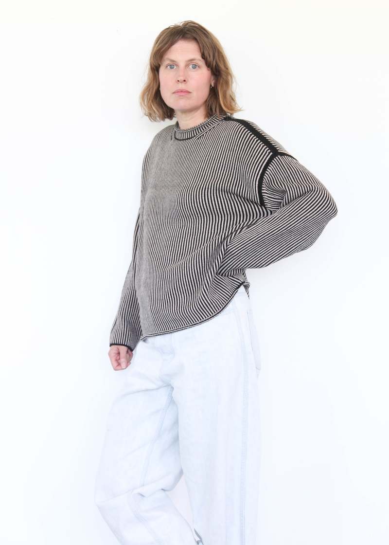Lauren Manoogian Linea Rollneck Sweater - Black Melange/Sisal