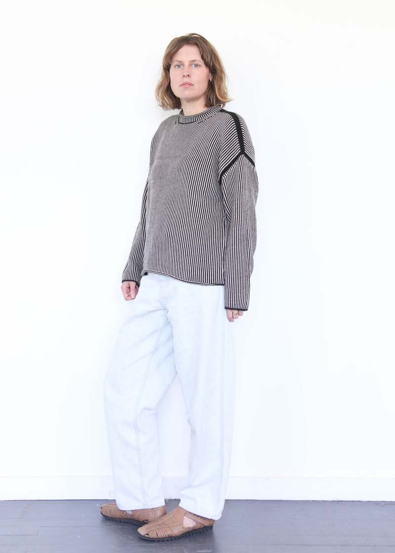 Lauren Manoogian Linea Rollneck Sweater - Black Melange/Sisal
