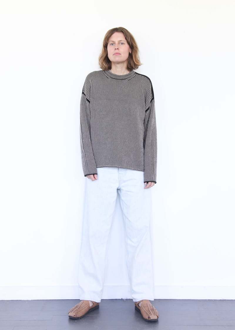 Lauren Manoogian Linea Rollneck Sweater - Black Melange/Sisal