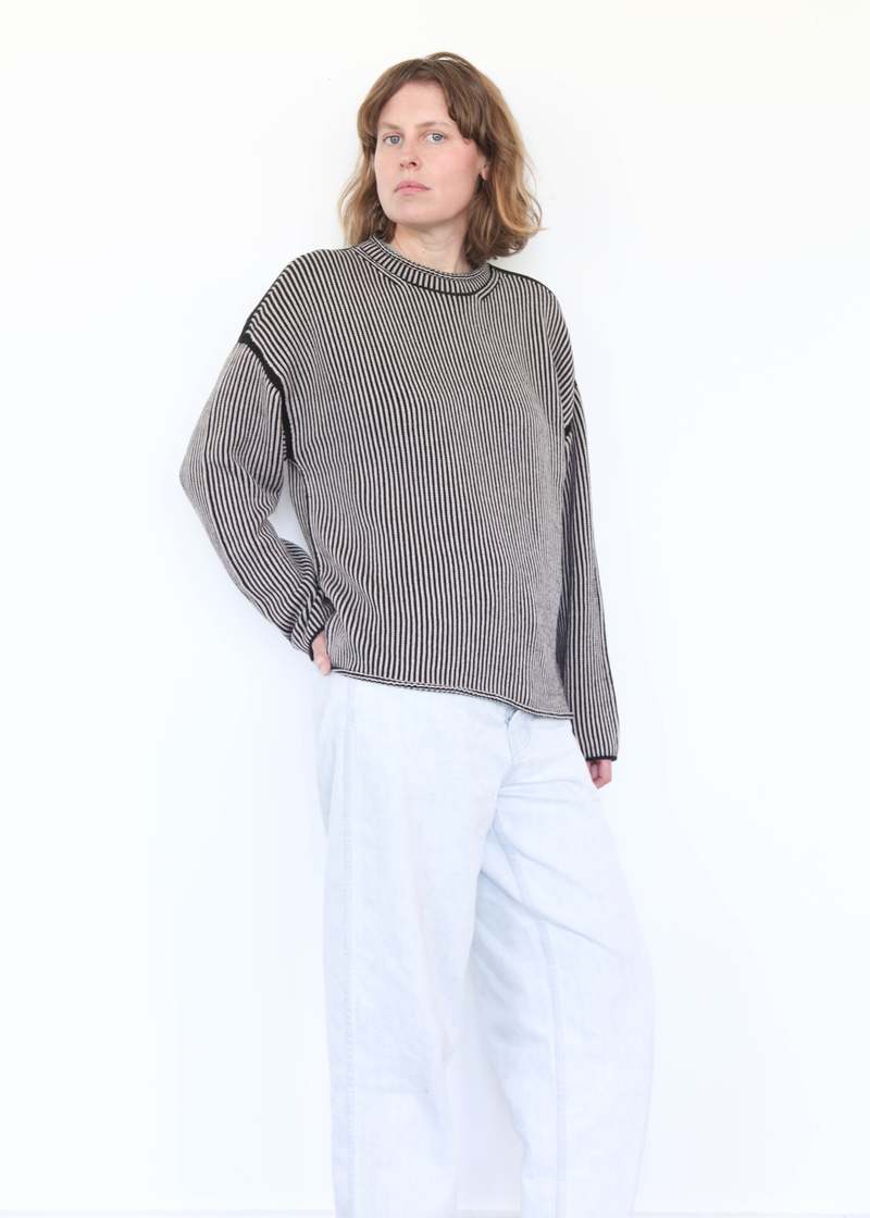 Lauren Manoogian Linea Rollneck Sweater - Black Melange/Sisal