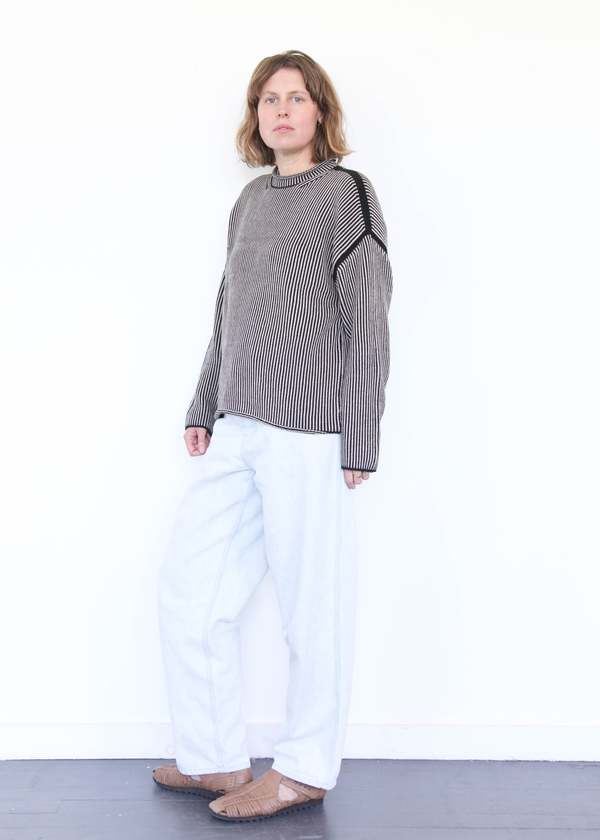 Lauren Manoogian Linea Rollneck Sweater - Black Melange/Sisal