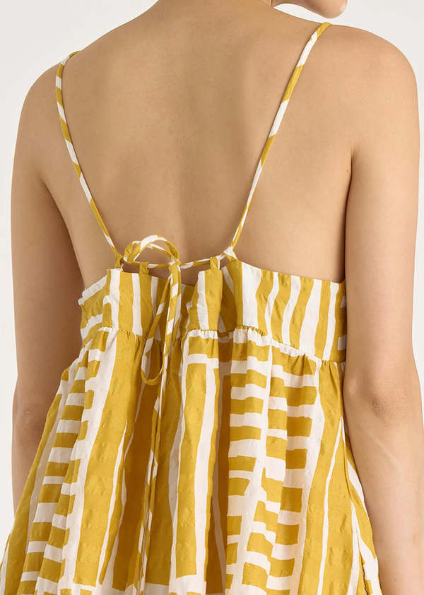 Black Crane Strap Dress - Print Gold