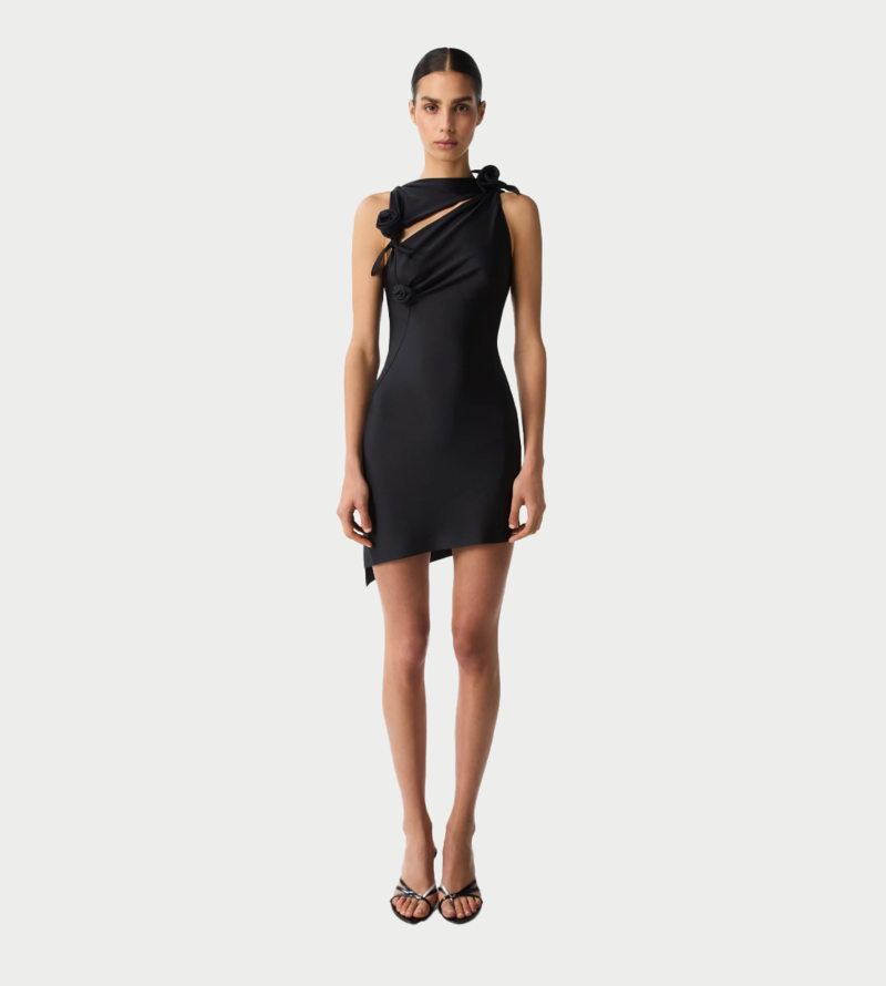 Coperni Asymmetric Flower Mini Dress - Black Coperni Asymmetric Flower Mini Dress - Black