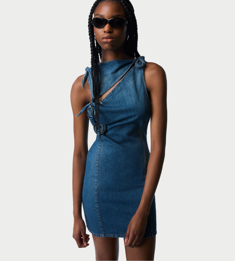 Coperni Denim Flower Mini Dress - Blue Coperni Denim Flower Mini Dress - Blue