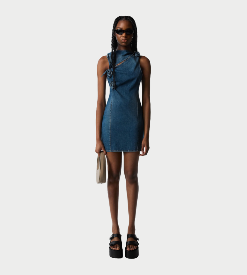 Coperni Denim Flower Mini Dress - Blue Coperni Denim Flower Mini Dress - Blue