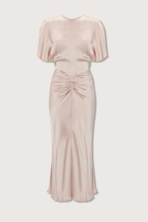 Victoria Beckham Gathered Waist Midi Dress - Blush/Apricot