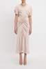 Victoria Beckham Gathered Waist Midi Dress - Blush/Apricot - Thumbnail 2
