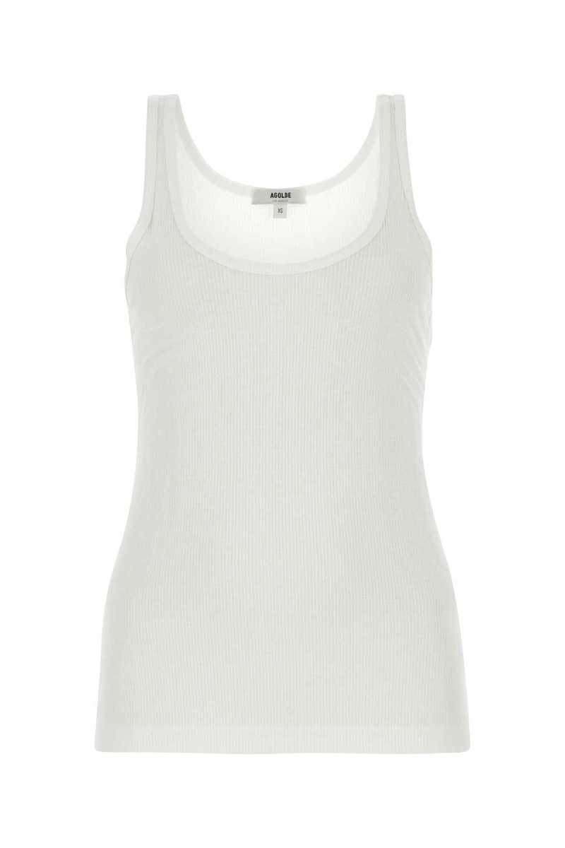 【送料&関税込】AGOLDE White Stretch Viscose Tank Top AGOLDE Stretch Viscose Tank Top - White | Garmentory