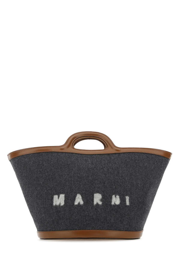 Marni Two-Tone Felt And Leather Small Tropicalia Summer Handbag