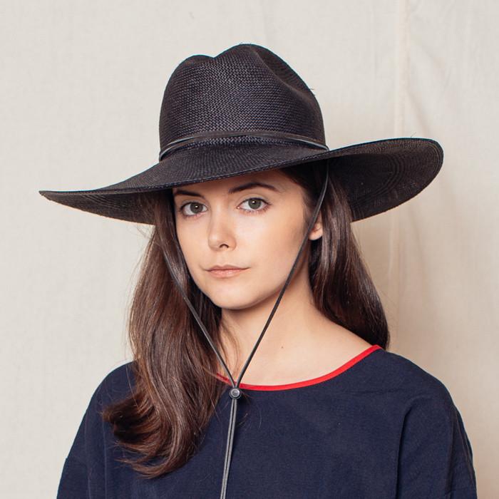 Brookes Boswell Hats Boro Panama Straw Black Garmentory