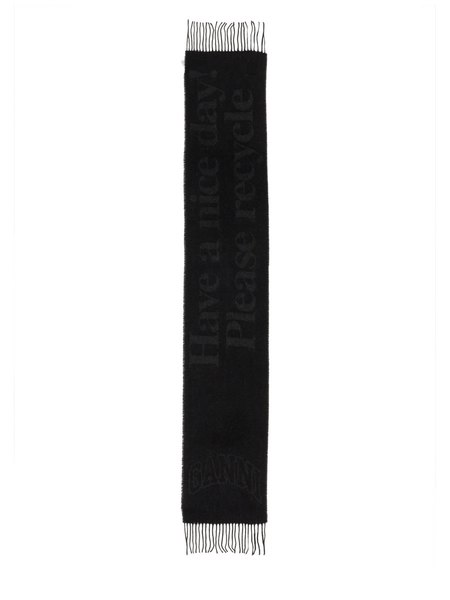 スカーフ Narrow Please Scarf - Ganni - Wool - Black Ganni Narrow Please Recycle Scarf - Forest Night | Garmentory