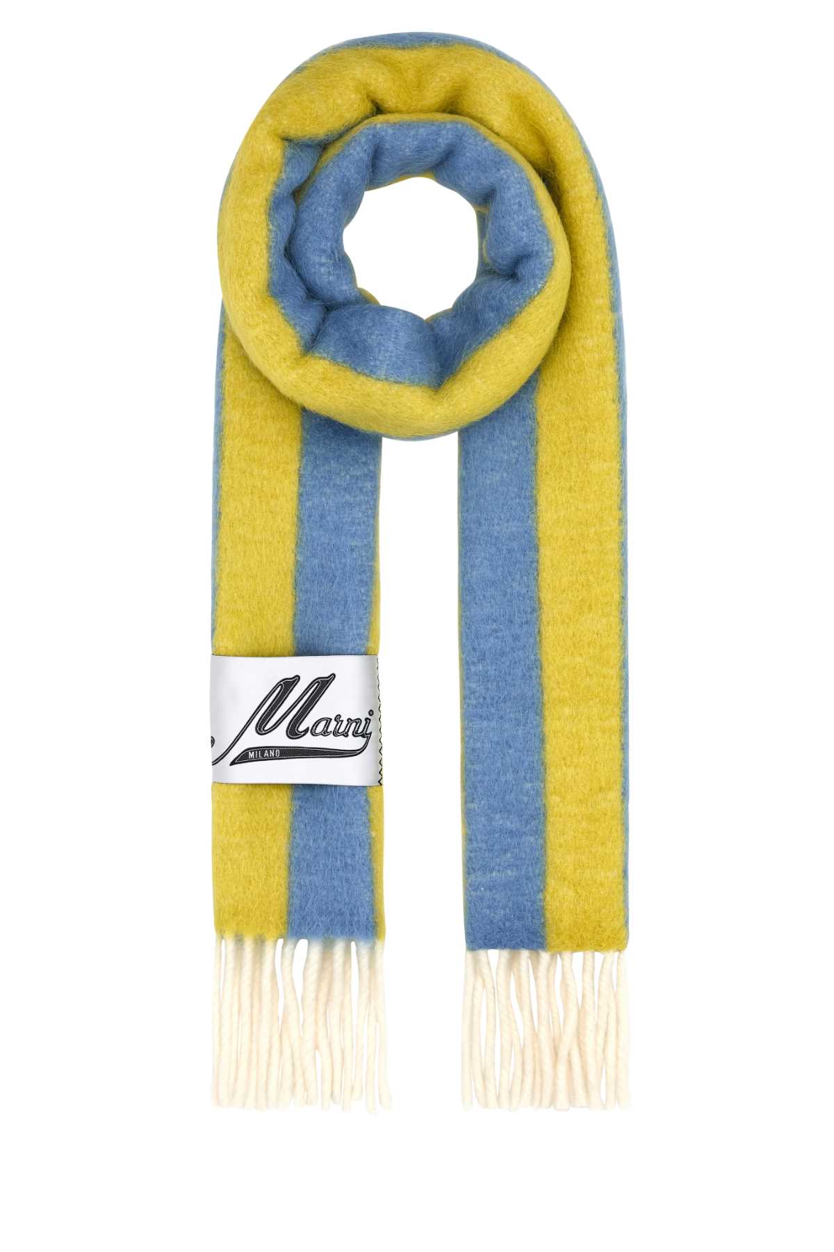 マフラー・ストール MARNI Embroidered wool blend scarf (SCMC0132Y0UAW043 STB26) Marni Embroidered Wool Blend Scarf - Blue/Lilac | Garmentory