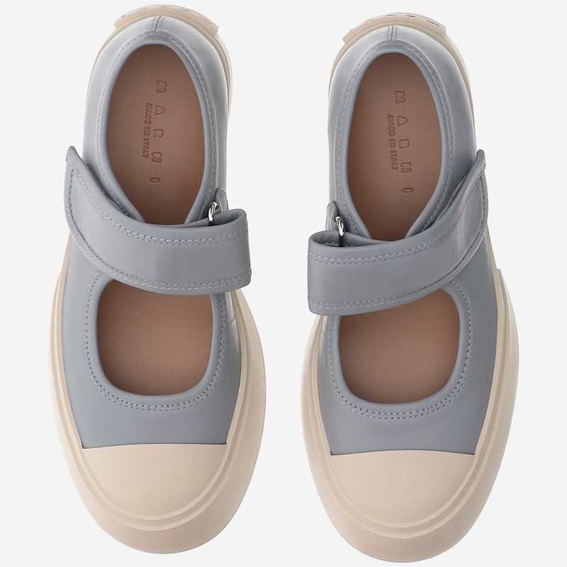 スニーカー MARNI Grey Leather Mary Jane Sneakers Marni Leather Mary Jane Sneakers - Grey | Garmentory
