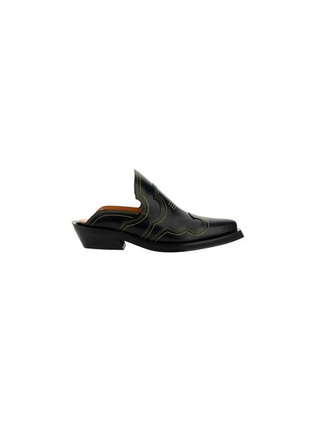 ♦GANNI♦刺繍入りウェスタンミュール Ganni Embroidered Western Mule - Black/Yellow | Garmentory