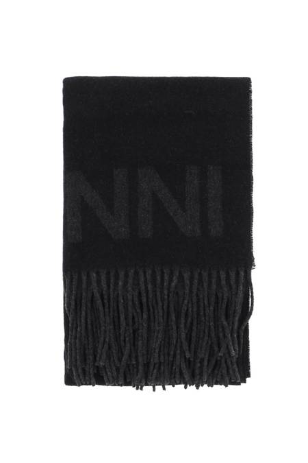 スカーフ Narrow Please Scarf - Ganni - Wool - Black Ganni Narrow Please Recycle Scarf - Forest Night | Garmentory
