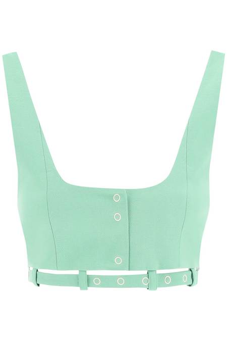 GANNI✨COTTON POPLIN CROPPED SMOCK TOP 36 GANNI TOP COTTON POPLIN O-NECK CROPPED SMOCK
