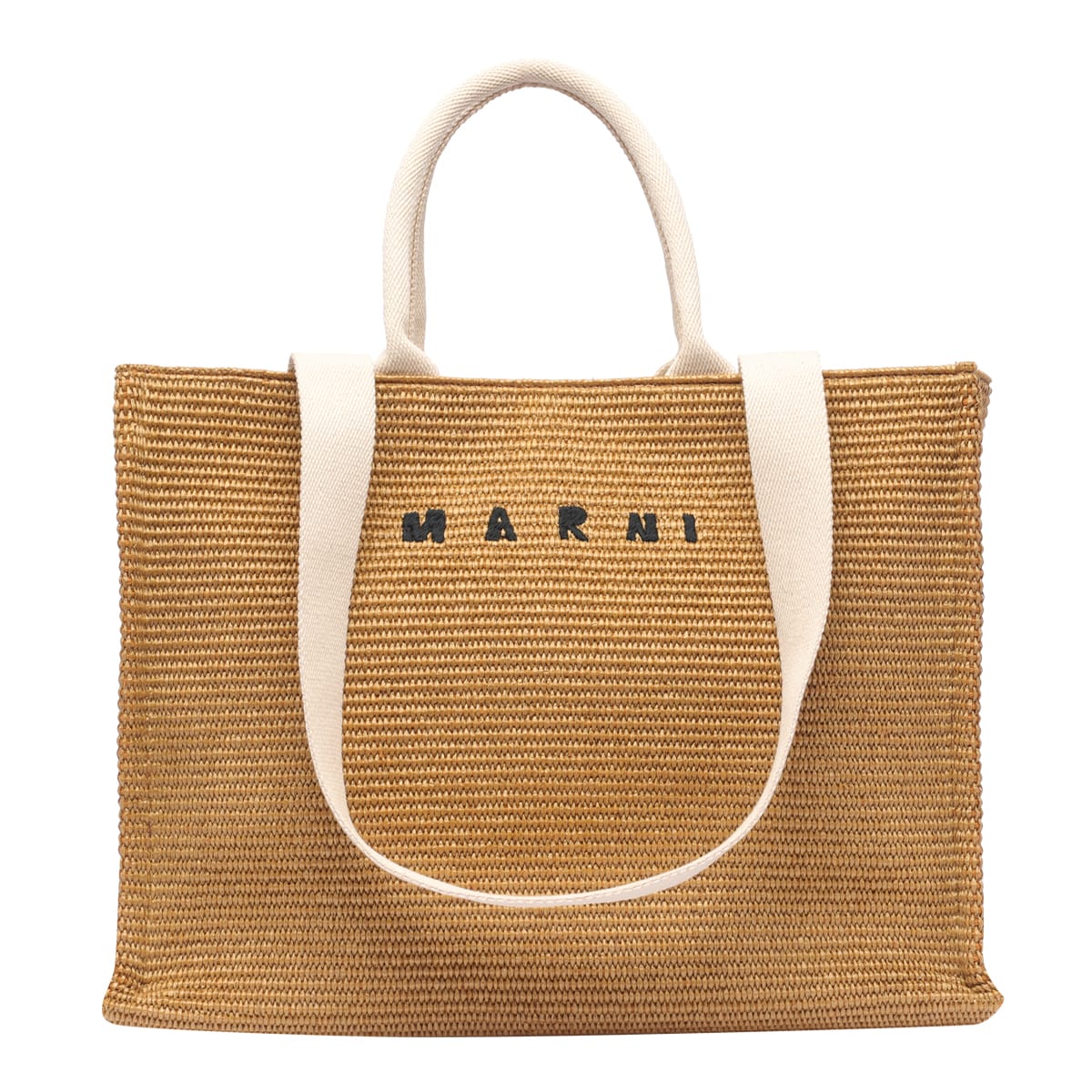 Marni Fabric Rafia Effect Shopping Bag | Garmentory