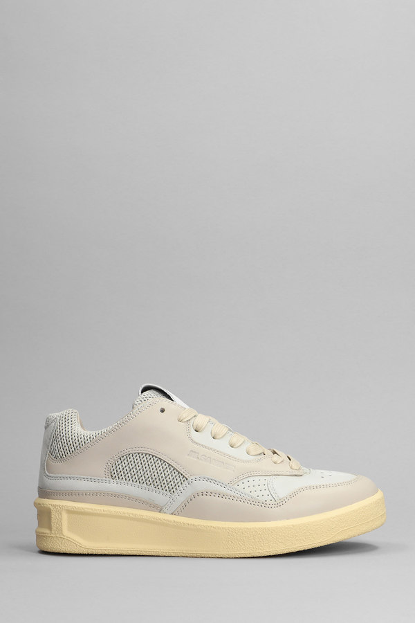 【送料&関税込】Jil Sander Grey Canvas And Rubber Basket Sne Jil Sander Grey Canvas And Rubber Basket Sneakers - Grey
