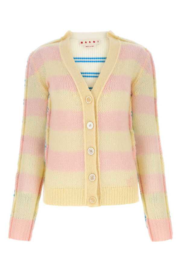 Marni Embroidered Mohair Blend And Wool Blend Cardigan