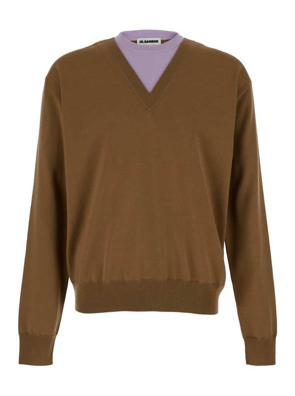 【送料&関税込】Jil Sander Brown And Lillac Double-neck Swea Jil Sander Double-Neck Sweater | Garmentory