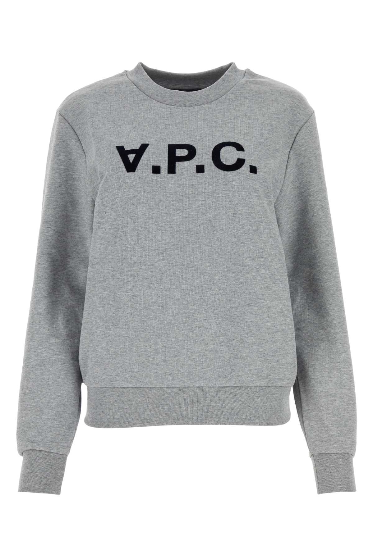 【関税&送料込】A.P.C. Melange Grey Cotton Sweatshirt A.P.C. Melange Grey Cotton Sweatshirt - Melange Grey